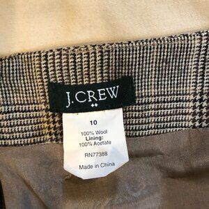 J Crew Black/Tan Glen Plaid Wool Pencil Skirt | Size 10